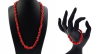 Adornment 2 jewels in Bonifacio Coral and Silver beads - Necklace and bracelet