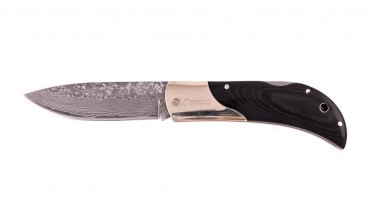 Corsica folding knife in dark resin and Damascus blade