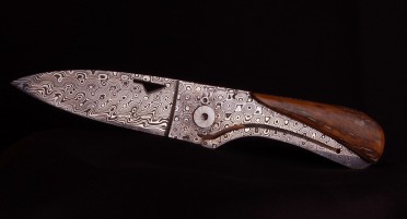 Handmade Corsican knife in Mammoth Ivory, Damascus blade
