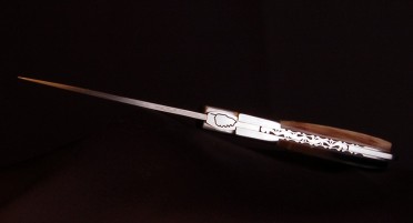 Couteau pliant Le Sperone en Corne de Bélier - Lame Damas