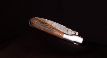 Le Sperone Corsican knife in fossilized mammoth ivory - Damascus blade