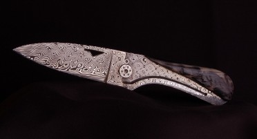 U Cumpà Black Aries Horn Knife and Damascus Blade