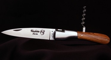 Couteau et tire-bouchon Vendetta Zuria avec manche en bois d'Olivier