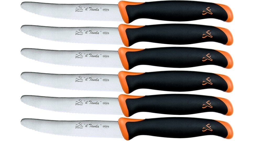 6 couteaux de table en acier inox et manche soft-touch