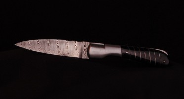 Couteau Le Pialincu en Corne de Buffle, Damas et fil d'Argent
