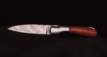 Le Pialincu knife in briar and Damascus blade