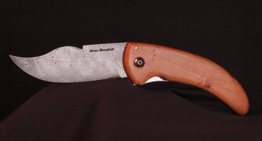 Corsica La Cursina Knife, Juniper Handle - Damascus Blade - Liner Lock