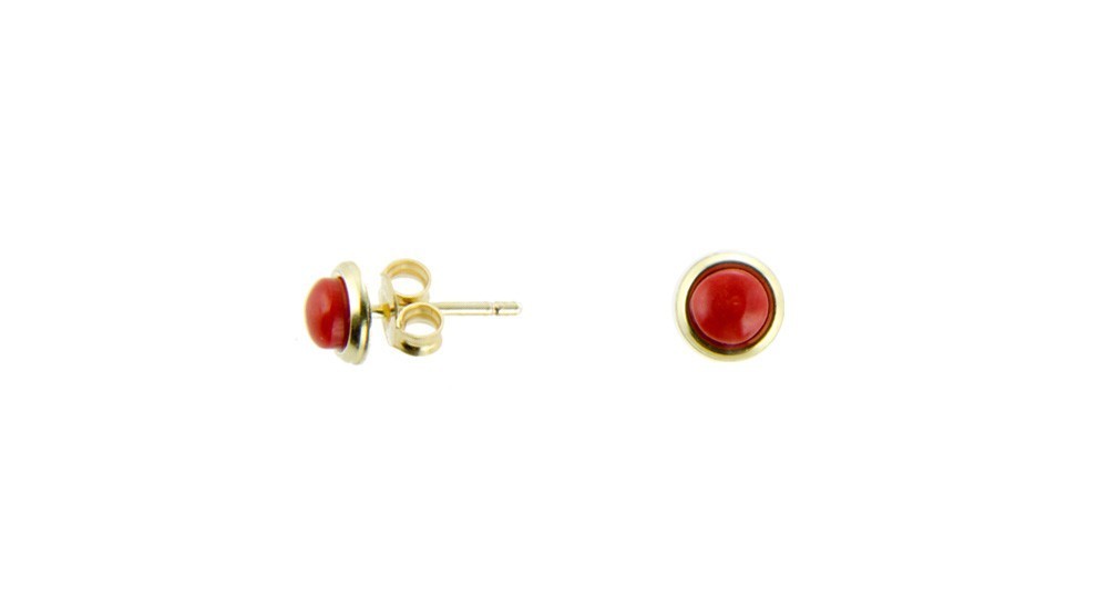 Earrings with Coral pearl set in Gold