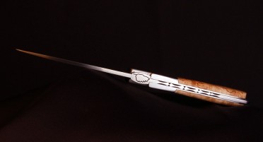 Couteau Corse Le Sperone Classique en Bouleau frisé - Acier Inoxydable XC75