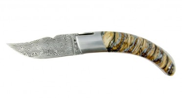 Corsican knife Rondinara - Molar of Mammoth and Damascus