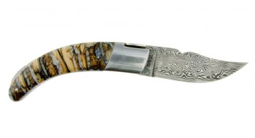 Corsican knife Rondinara - Molar of Mammoth and Damascus