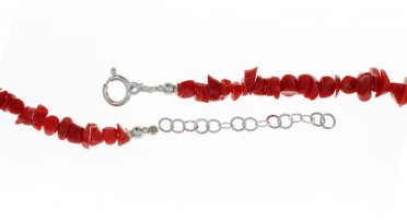 Collier en éclats de Corail rouge, perles de culture et Argent