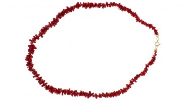 Collier en Corail rouge de méditerranée et fermoir en plaqué Or