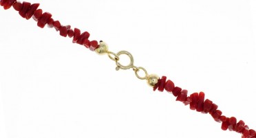 Collier en Corail rouge de méditerranée et fermoir en plaqué Or