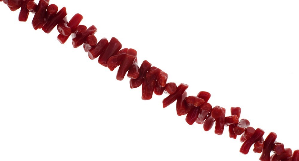 Collier en Corail rouge de méditerranée et fermoir en plaqué Or