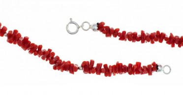 Necklace in 1/2 points of Bonifacio Coral and Silver Pearls