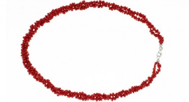 Collier sur 2 rangs en 1/2 pointes de Corail et Argent