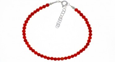 Bracelet with Mediterranean Coral beads and Silver clasp