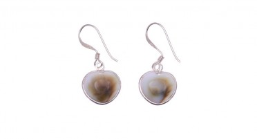 Boucles d'oreilles pendantes avec œil de Shiva et Argent - forme de cœur