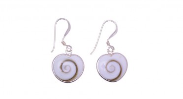 Dangling earrings with eye of Shiva and Silver - heart shape