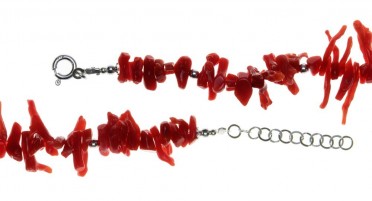 Bracelet en frange de Corail rouge et perles en Argent