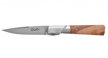 Couteau imaginé en Corse Le Kallisté fait à la main avec un manche en bois d'Olivier