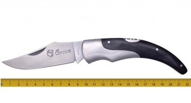 Couteau de berger pliant avec mitre stylisée et manche en bois de noyer - 2 tailles disponibles