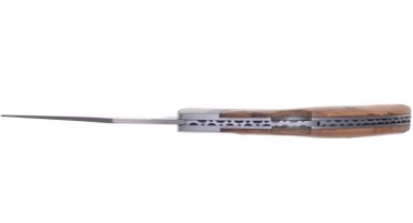 Couteau Corsica en bois d'Olivier avec mitre stylisée et système de sécurité - 20 cm