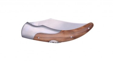 Corsica knife in olive wood with stylized bolster and safety system - 22 cm