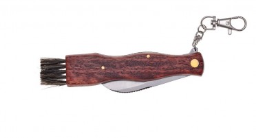 Pocket mushroom knife, mini brush, mini ruler on the handle and carabiner