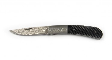 Corsica folding knife with Buffalo Horn handle, Damascus blade and bolster