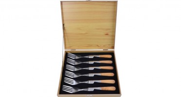6 Vendetta Zuria forks with olive wood handle