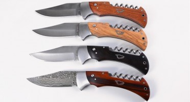 Folding knife with corkscrew - 4 models available - Safety with push-up button