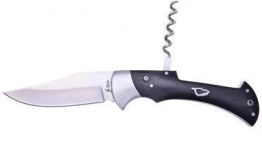 Couteau de berger pliant en Noyer avec tire-bouchon et Push-button