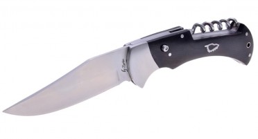 Couteau de berger pliant en Noyer avec tire-bouchon et Push-button
