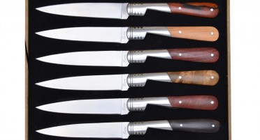 Coffret de 6 couteaux de table Vendetta Zuria - manches en bois panaché