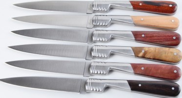 Set of 6 Vendetta Zuria table knives - variegated wood handles
