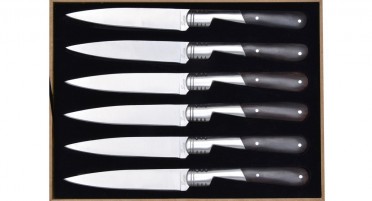 Coffret de 6 couteaux de table Vendetta Zuria - manches en Noyer