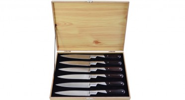 Set of 6 Vendetta Zuria table knives - Walnut handles