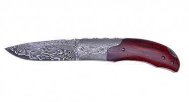 Folding Corsica knife - Padouk handle and Damascus blade