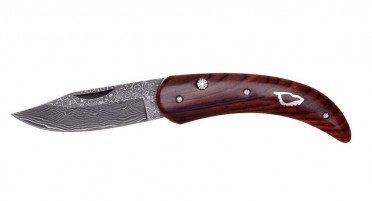 Una Mano folding knife, one-handed opening, Damascus blade