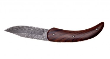 Una Mano folding knife, one-handed opening, Damascus blade
