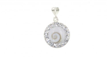 Silver pendant - eye of Shiva round and rhinestones