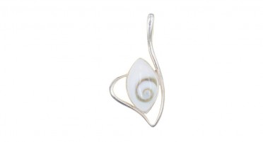 Pendant in the shape of a stylized Corsica in silver and eye of Shiva
