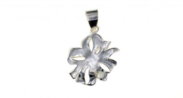 Silver flower and red Coral pearl mounted as a pendant