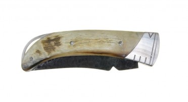 Couteau pliant avec manche en Corne et lame "brute de forge"