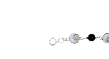 Bracelet Corse avec œil de Shiva, perles d'Onyx sur chaînette en Argent