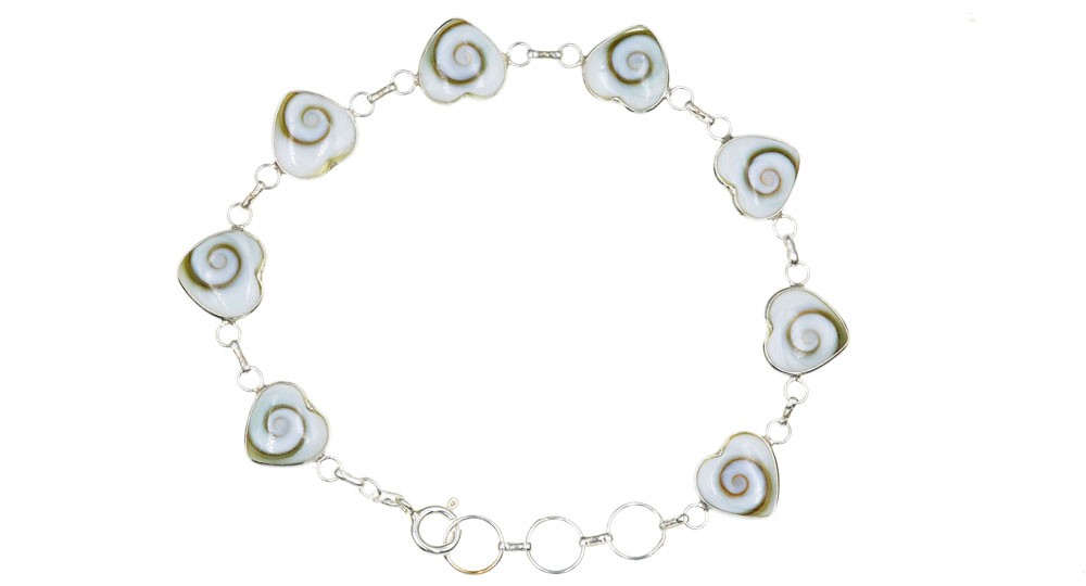 Bracelet Corse avec œil de Shiva en forme de petits cœurs - Argent