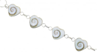 Bracelet Corse avec œil de Shiva en forme de petits cœurs - Argent