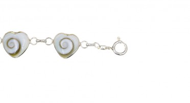 Bracelet Corse avec œil de Shiva en forme de petits cœurs - Argent